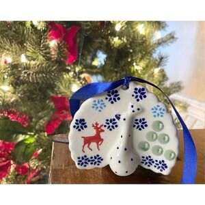 Polish Pottery Christmas Tree Peacock Ornament Handmade Boleslawiec Manufaktura